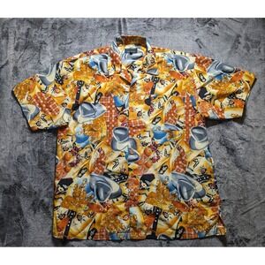 Barcode Short Sleeve Button Up Shirt Men's Size XL